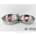 24/26/28cm Stainless steel cake plate/ deep round cake tray with handle/cake tray